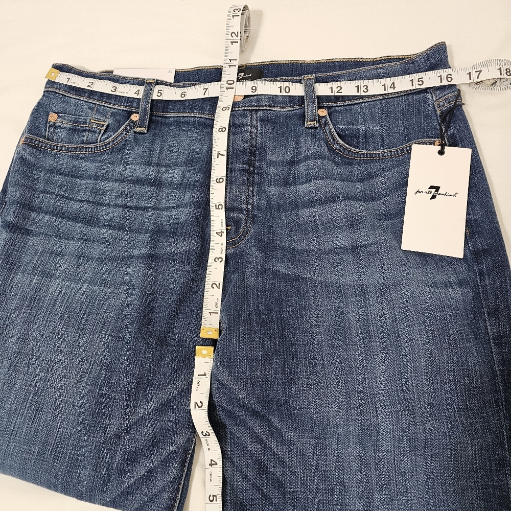 7 For All Mankind Feminine Josefina Dark Blue Straight Jeans Women's 30 - Picture 4 of 10